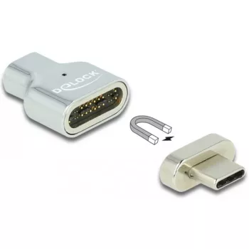 DeLOCK - adaptador Thunderbolt / USB-C - USB-C (M) magnético a USB-C (H) - USB 3.2 Gen 2 / Thunderbolt 3 4,5 A - compatible con 8K - plata (66433)