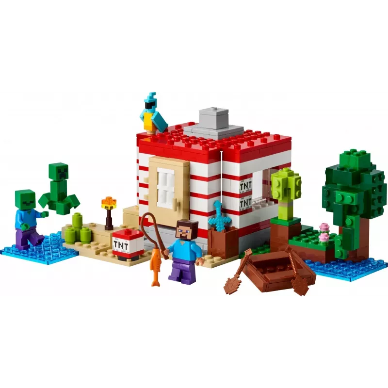 LEGO Minecraft set 21275 casa selvática TNT juguete de construcción, 287 piezas, 2 minifiguras, a partir de 8 años