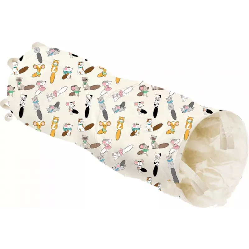 Túnel para gatos ZOLUX CHATOUILLE 100 cm con estampado de gatos y ratones — juguete para mascotas