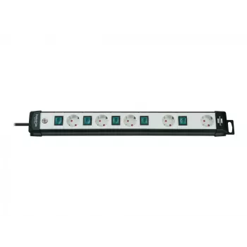 Brennenstuhl Premium-Line Technik 5 tomas, regleta de 5 tomas 3 m negro/gris claro, 3m H05VV-F 3G1,5, conmutables individualmente, disposición especial de tomas