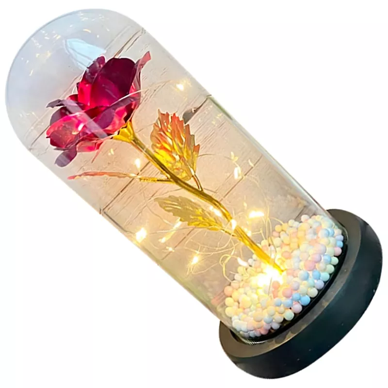 Rosa eterna en cristal Extralink Home, LED rojo luminoso