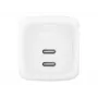 Cargador rápido AC de interior Belkin WCH020KQ2MWH-B6 – 2x USB-C, cable integrado de 2 m, blanco