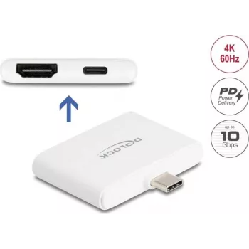 Adaptador DELOCK USB Type-C a HDMI 4K 60 Hz con datos y PD 94 W (modelo 61087)
