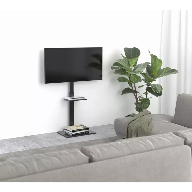 Soporte de suelo para TV GEMBIRD TVS-55T-02 para televisores de 32–55 pulgadas, acero, altura 600 mm, VESA 100x100–400x400, carga máxima 35 kg