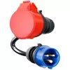 go-e CH-04-31 adaptador para Gemini flex 11 kW, CEE rojo 16 A trifásico a CEE azul 16 A, IP55, 0,3 m, negro