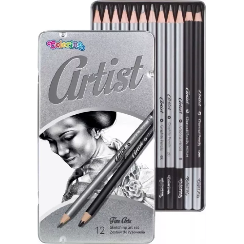Set de dibujo Colorino 80118PTR – 12 lápices de boceto y accesorios