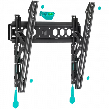 Soporte de pared para TV ONKRON TM5-B para pantallas de 32–70 pulgadas, inclinable, capacidad de carga 60 kg, VESA 75x75–400x400, negro