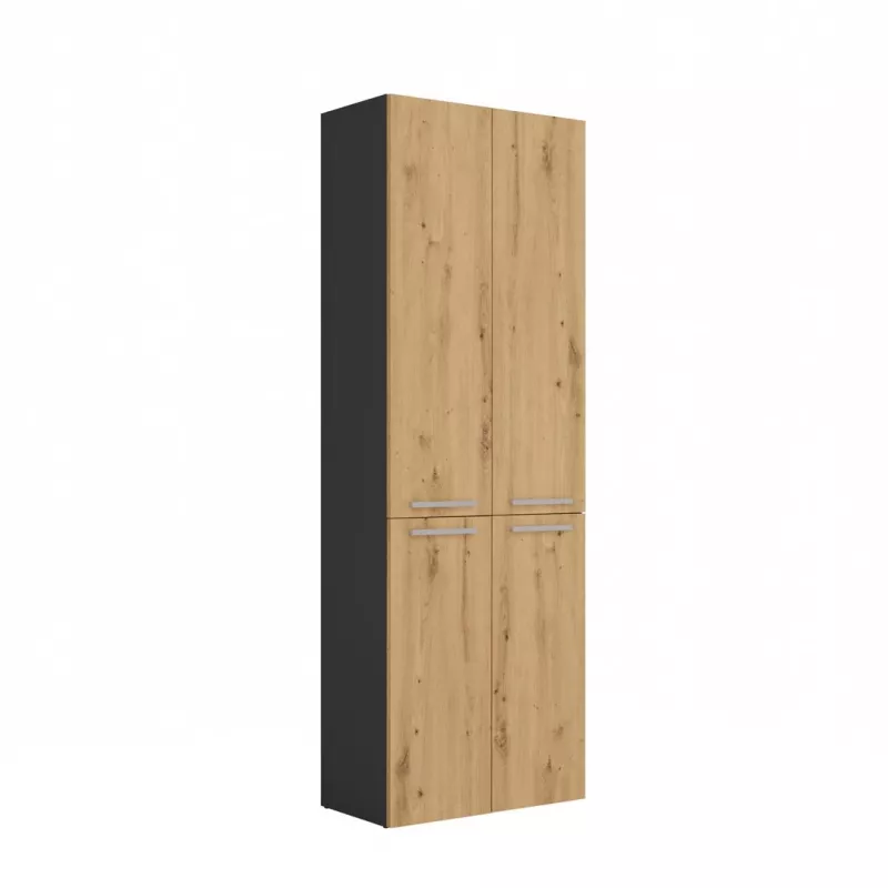 Armario de almacenamiento de baño Topeshop NEL 2K DD ANT/ART KP grafito, roble