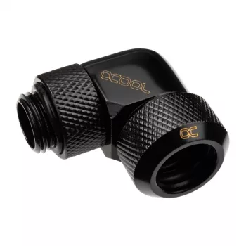 Racor de compresión Alphacool Eiszapfen 13 mm para tubo rígido 90° giratorio G1/4 - racor de compresión angular para refrigeración líquida - negro profundo