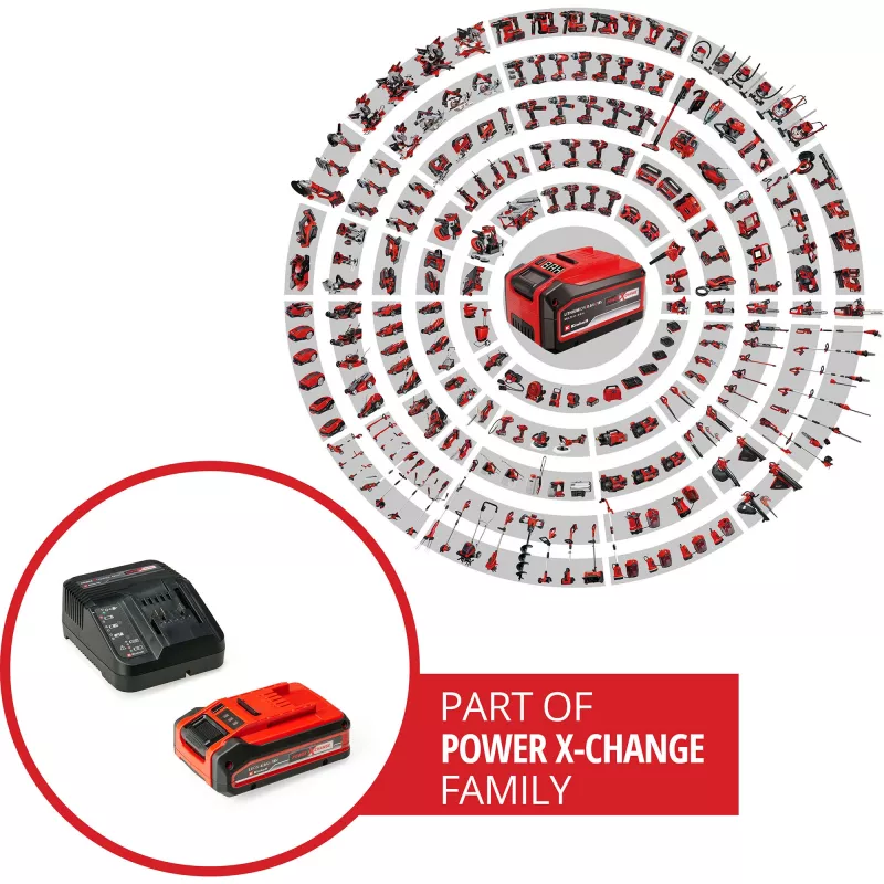 Martillo perforador a batería EINHELL Power X-Change TE‑HD 18 Li, 18V, Li‑Ion 4,0 Ah Plus, con set de brocas y cinceles