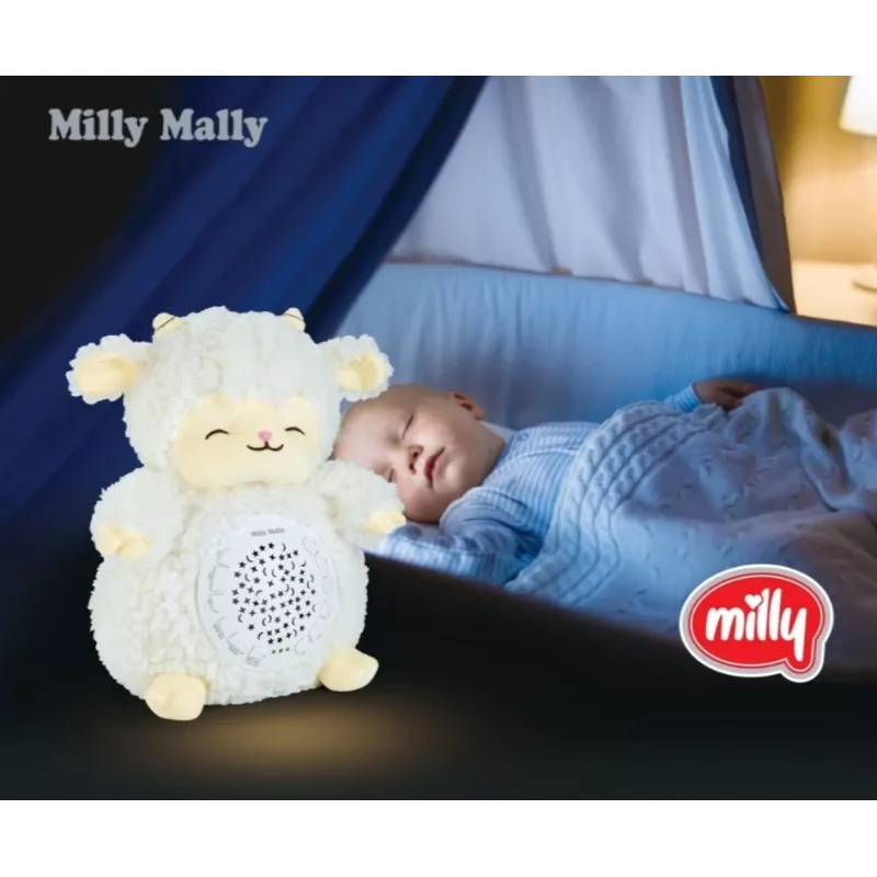 Peluche proyector milly mally oveja proyector peluche modelo 5664 para niños pequeños — luz nocturna suave