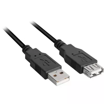 Cable de extensión USB 2.0, conector macho USB-A > conector hembra USB-A negro, 1,0 metros, doble apantallado