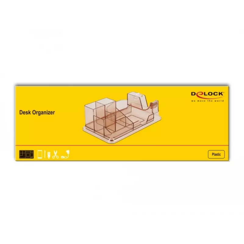 Organizador de escritorio DeLOCK 18341 transparente marrón plástico 145x250x85mm