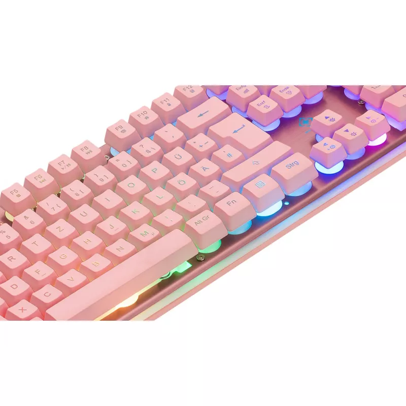 Deltaco GAM-021-RGB-P-DE - tamaño completo (100%) - USB - interruptores de membrana - QWERTZ - rosa