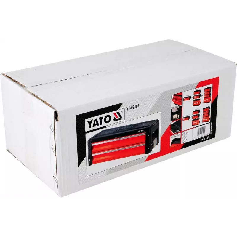 Caja de herramientas YATO YT-09107 metal 495x252x180 mm, negro/rojo, 6 kg, 2 compartimentos, con cierre