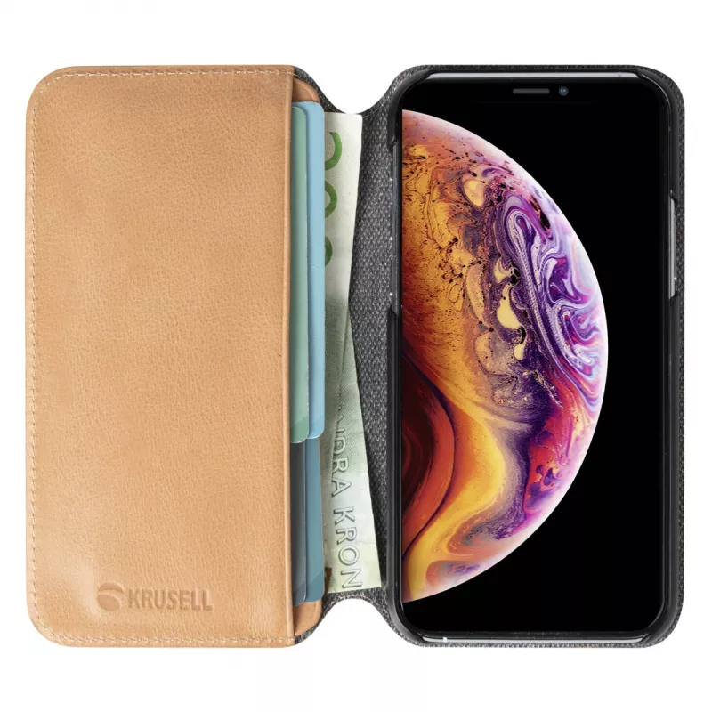 Funda para móvil Krusell Sunne para Apple iPhone 11 Pro Max — nude vintage, funda tipo folio con compartimentos para tarjetas