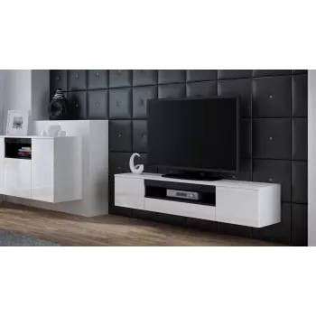 Soporte de TV Cama VIVA 180 blanco/blanco brillante + negro