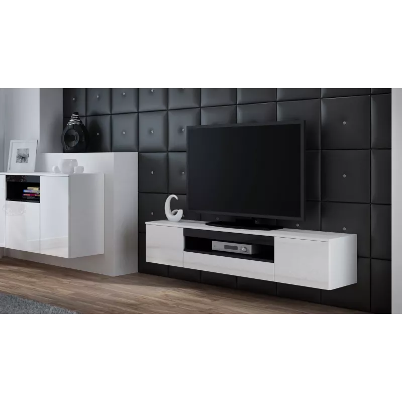 Soporte de TV Cama VIVA 180 blanco/blanco brillante + negro