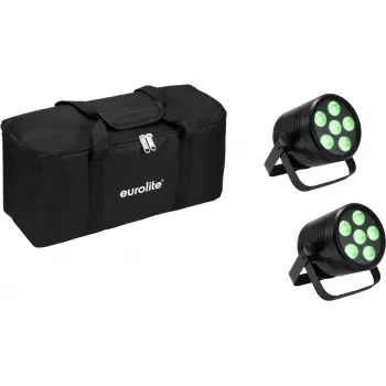 Set de focos LED PAR EUROLITE 2x AKKU PAR 6 QCL, wash lights portátiles de escenario con batería