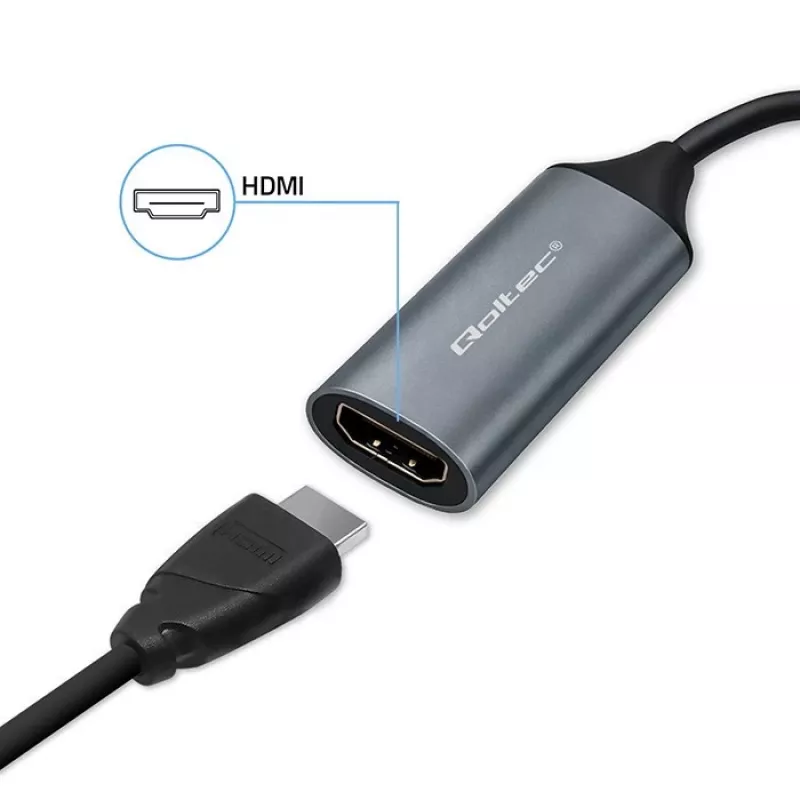 Adaptador USB-C a USB-A y HDMI 4K 30Hz QOLTEC de aluminio