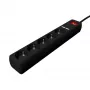 Gembird SPG5-U2-5-02 regleta con cargador USB, 5 tomas, 1,5 m, 2x USB, negro