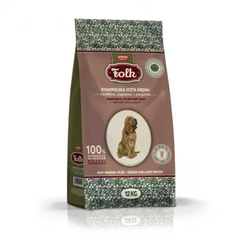 FOLK Razas medianas y grandes Tradicional festín de carne polaco con conejo, cordero y codorniz - Comida seca para perros - 12kg