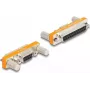 Adaptador cambiador de género DELOCK D-Sub 9 pines a D-Sub 25 pines 66983, contactos dorados, naranja/plata