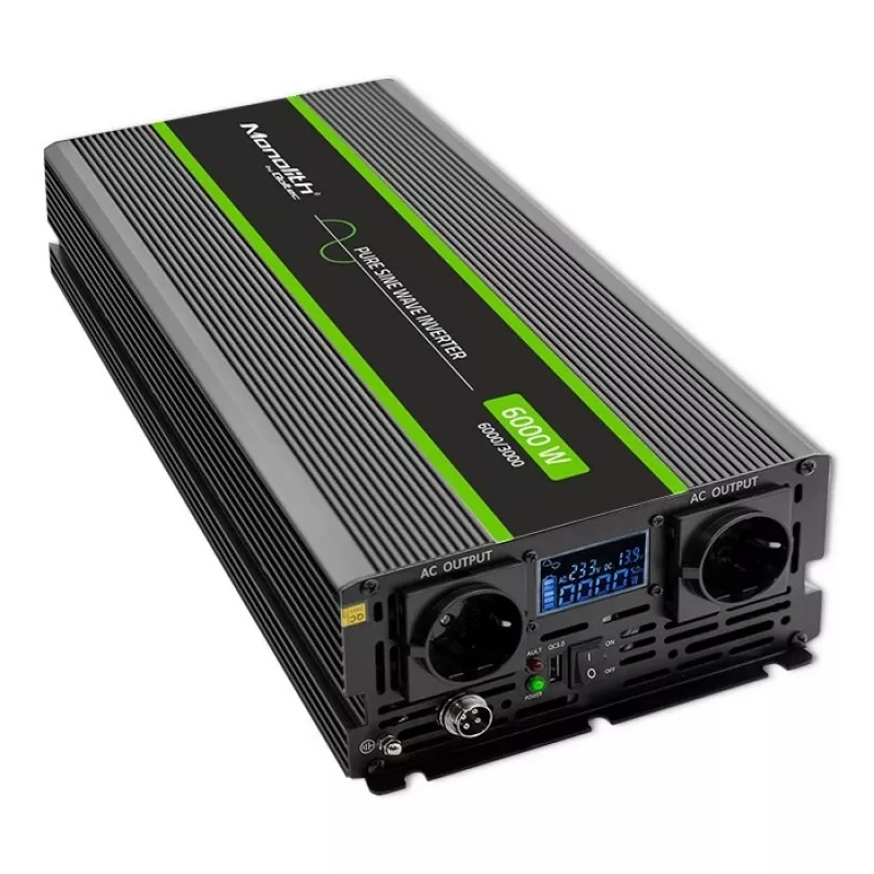 Qoltec 51923 inversor de onda sinusoidal pura Monolith | 3000W | 6000W | 24V a 230V | LCD