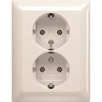 BUSCH JAEGER BJ 202 EUJ-914 Toma de corriente doble SCHUKO®. Placa de cobertura completa