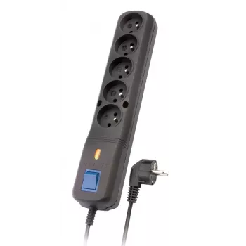 Alargador eléctrico Lestar 1966000422 5 m interior negro con interruptor e indicador, 250 V 10 A