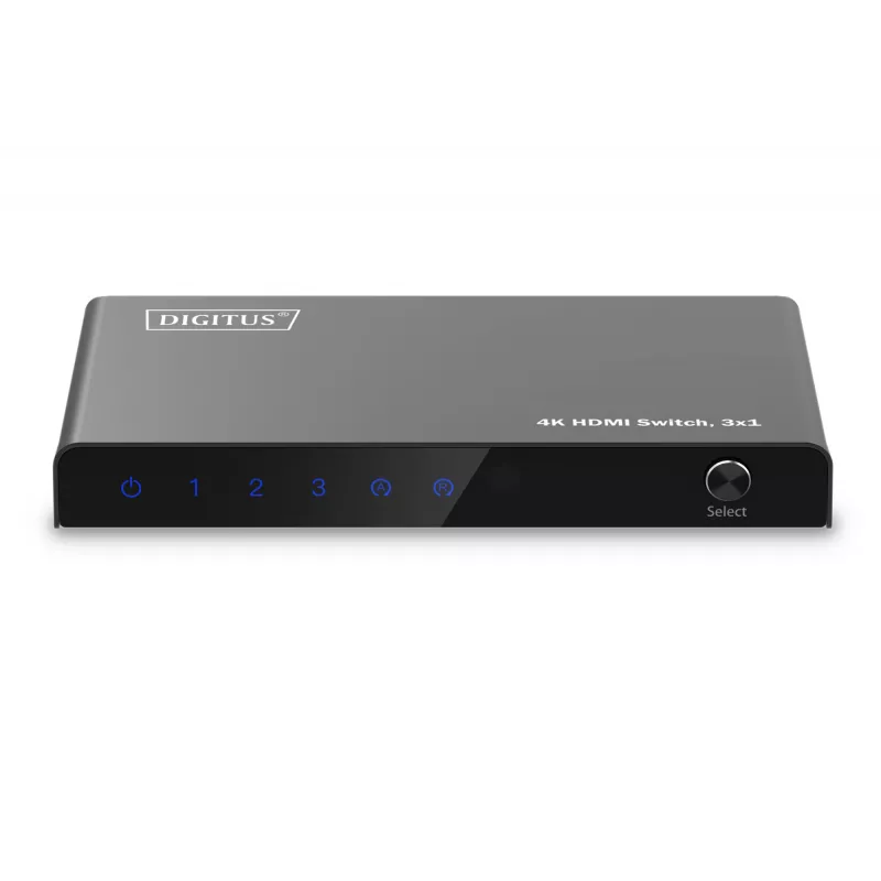 Conmutador HDMI 4K Digitus 3x1 metal negro 18 Gbit/s