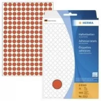 HERMA - etiquetas de adherencia permanente - rojo - 8 mm redondas 5632 etiqueta(s) (32 hojas x 176) (2212)