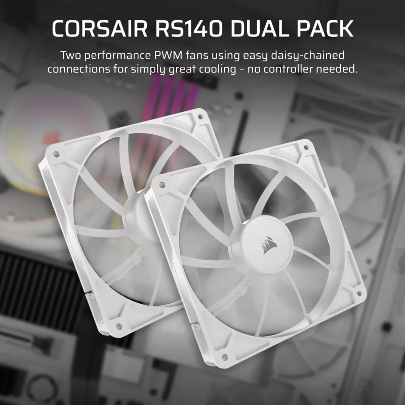 Corsair RS140 Dual Pack ventiladores de caja, 140 mm, blancos, CO-9050195-WW