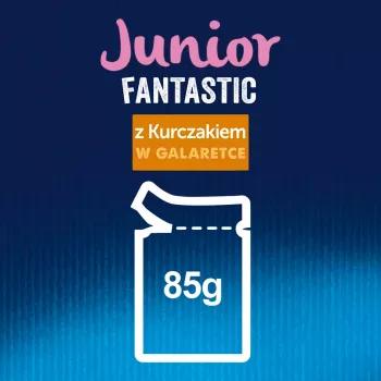 Alimento húmedo para gatos Purina Nestlé Felix Fantastic Junior 85 g bolsa — pollo, 77,5 % humedad, 13,5 % proteína