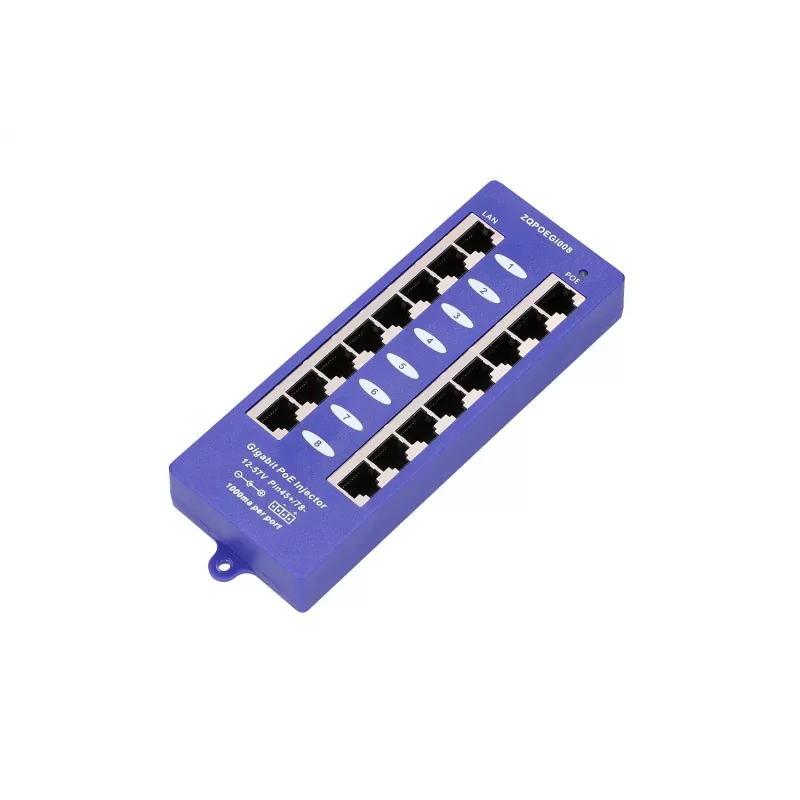 Inyector PoE Extralink Gigabit 8 puertos 1000 Mb/s RJ45 modo B