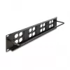 Delock 88195 panel de parcheo de 19" tipo D con 4 placas de 86 x 86 mm, 4 puertos, 2U, negro