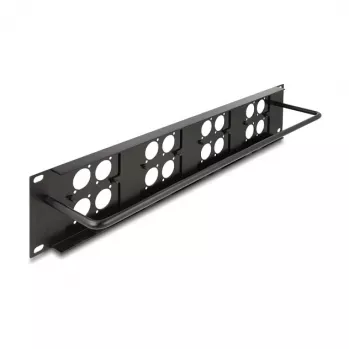Delock 88195 panel de parcheo de 19" tipo D con 4 placas de 86 x 86 mm, 4 puertos, 2U, negro