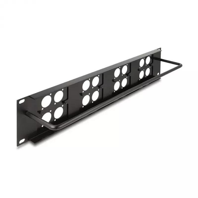 Delock 88195 panel de parcheo de 19" tipo D con 4 placas de 86 x 86 mm, 4 puertos, 2U, negro