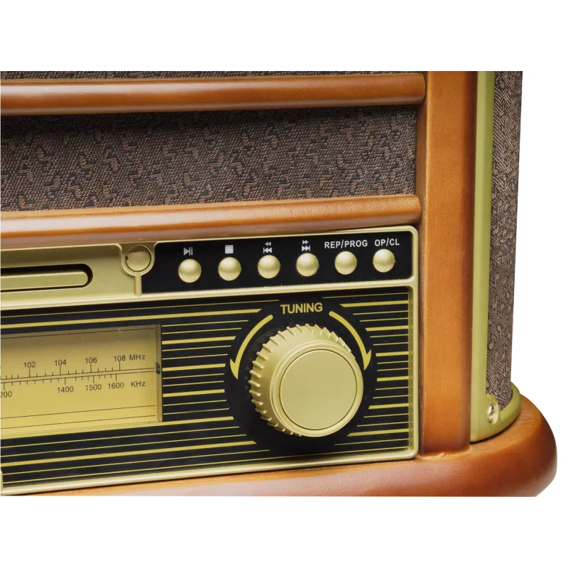 Denver MCR-50MK3 equipo de música retro con tocadiscos, CD/MP3, casete y radio, 2 x 2,5 W, acabado en madera