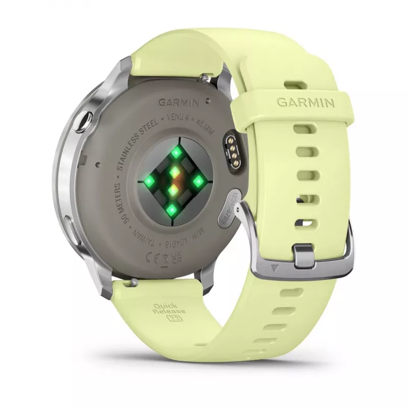Garmin Venu 4 45 mm 010-03014-02 reloj inteligente, plata con correa de silicona color limón