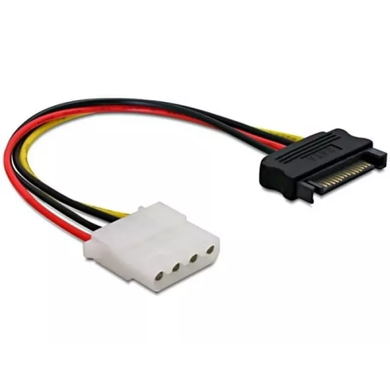 Delock 60115 cable de alimentación SATA 15 pines macho a Molex 4 pines hembra, 0,12 m