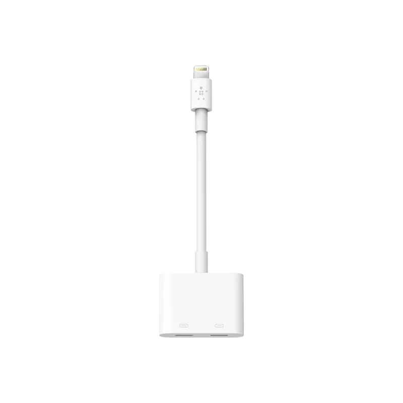 Belkin | Cable Lightning Audio + Charge RockStar, 11,5 cm, Blanco | F8J198btWHT