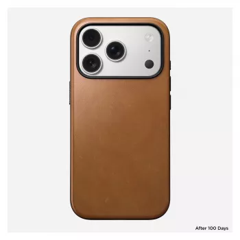 Funda para móvil Nomad Modern Leather Case para iPhone 17 Pro, 16 cm (6,3 pulgadas), tan, Cuero y PC/TPU