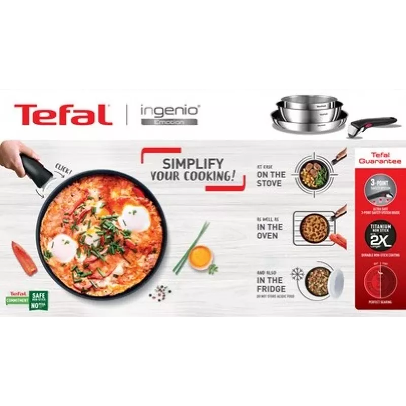 Tefal Ingenio Emotion L897S374 juego de 3 sartenes, 24/28 cm con mango desmontable