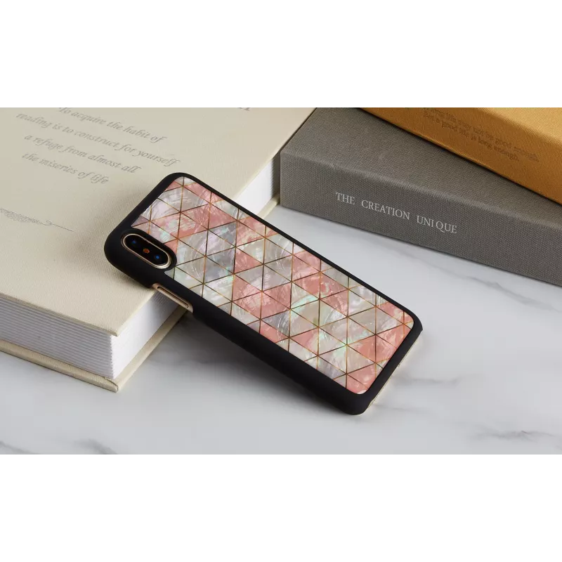 Funda protectora iKins para iPhone XS / iPhone X, estampado rombos, negra