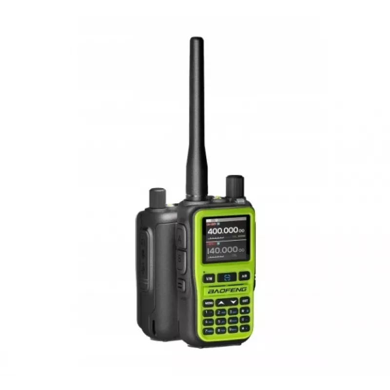 Baofeng UV-5R EU MINI walkie-talkie, USB-C, Bluetooth, VHF/UHF, banda aeronáutica, antena de 15 cm, verde