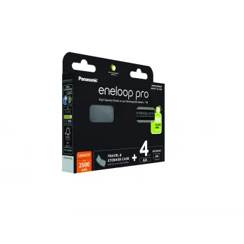 Baterías PANASONIC ENELOOP PRO AA 2500 mAh 4 uds. + estuche (BK-3HCDE/4CP+CASE)