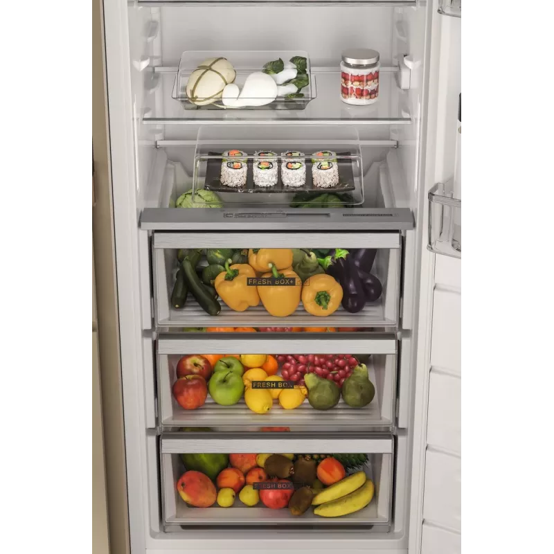 Whirlpool Frigorífico | WHSD18A013D1 | Clase de eficiencia energética E | Empotrable | Frigorífico sin congelador | Altura 177 cm | Volumen de refrigeración neto 306 L | Display | 30 dB | Acero inoxidable