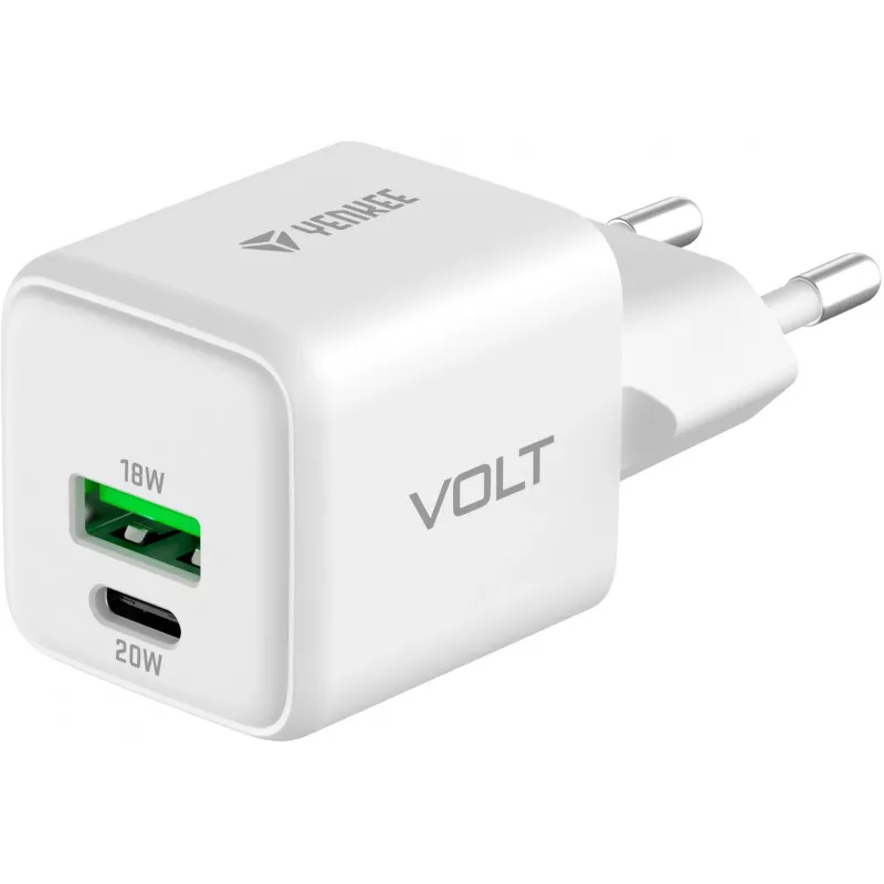 Cargador de red USB-C/A YENKEE YAC G38 20W 3A Power Delivery (USB-C y USB-A)