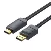 Adaptador de cable DisplayPort a HDMI Vention HAGBH, 2 m, negro, 7 mm de diámetro